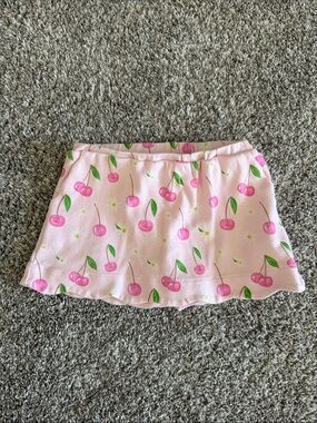 Girls' Pink Cherry Print Pima Cotton Skort - Playful Everyday Wear